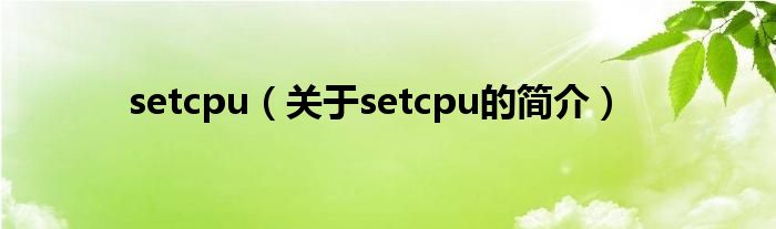 setcpu（关于setcpu的简介）