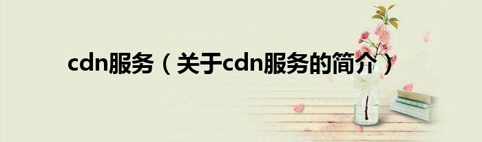 cdn服务（关于cdn服务的简介）