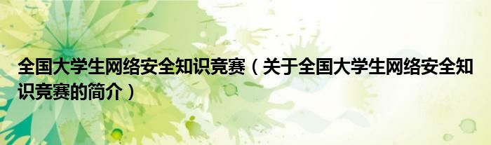 全国大学生网络安全知识竞赛（关于全国大学生网络安全知识竞赛的简介）