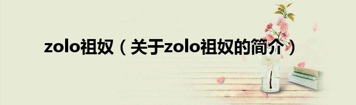 zolo祖奴（关于zolo祖奴的简介）