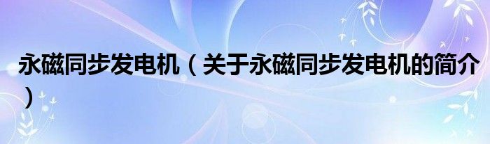 永磁同步发电机（关于永磁同步发电机的简介）