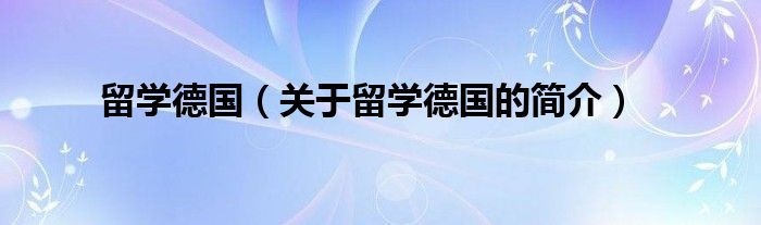 留学德国（关于留学德国的简介）