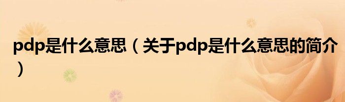 pdp是什么意思（关于pdp是什么意思的简介）