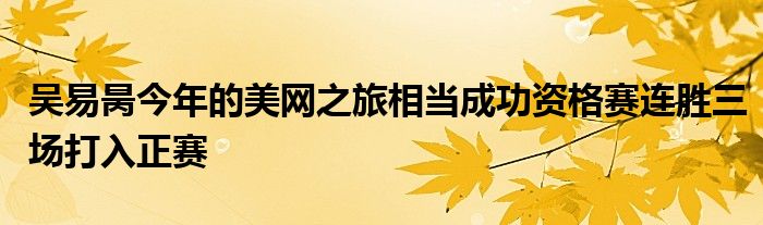 吴易昺今年的美网之旅相当成功资格赛连胜三场打入正赛