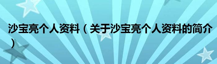 沙宝亮个人资料（关于沙宝亮个人资料的简介）