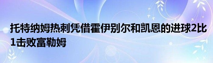 托特纳姆热刺凭借霍伊别尔和凯恩的进球2比1击败富勒姆