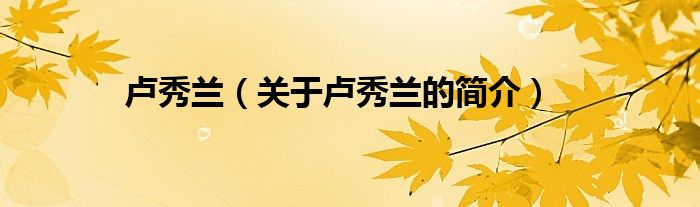 卢秀兰（关于卢秀兰的简介）