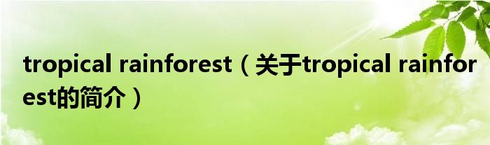 tropical rainforest（关于tropical rainforest的简介）