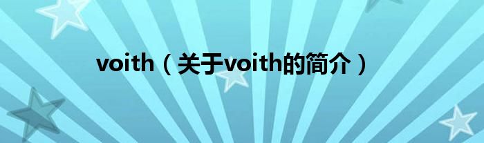 voith（关于voith的简介）