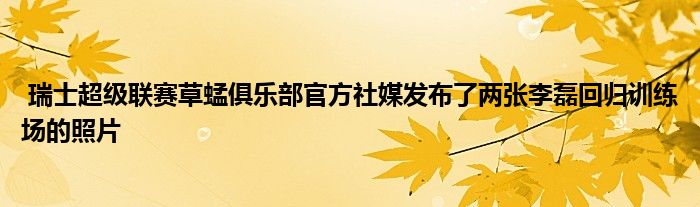  瑞士超级联赛草蜢俱乐部官方社媒发布了两张李磊回归训练场的照片