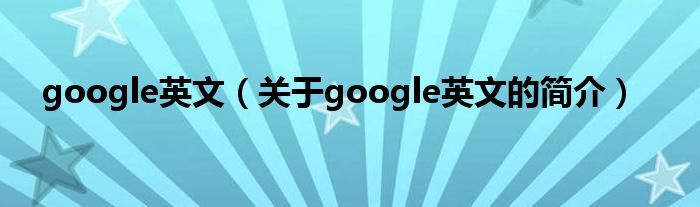 google英文（关于google英文的简介）