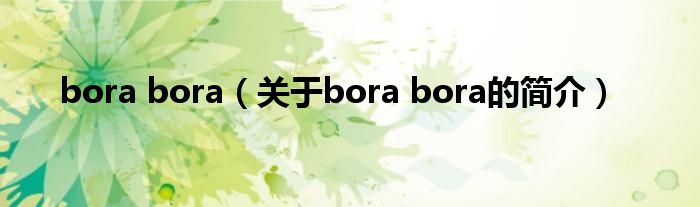 bora bora（关于bora bora的简介）