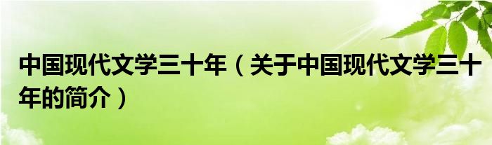 中国现代文学三十年（关于中国现代文学三十年的简介）