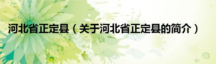 河北省正定县（关于河北省正定县的简介）