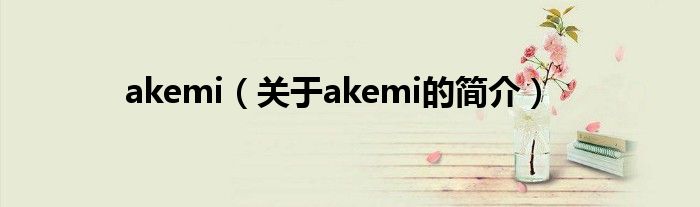 akemi（关于akemi的简介）