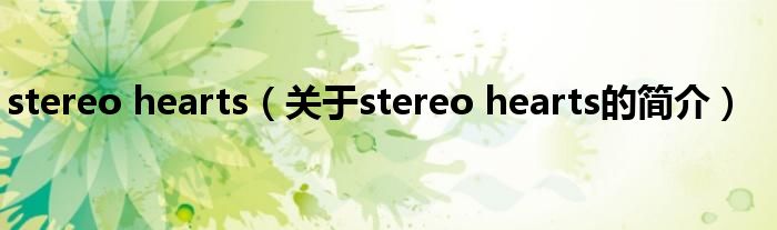 stereo hearts（关于stereo hearts的简介）