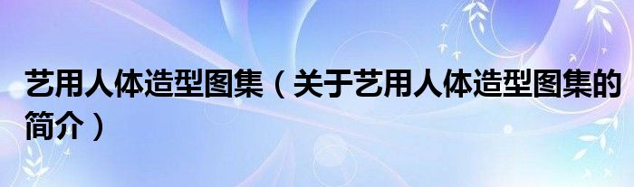 艺用人体造型图集（关于艺用人体造型图集的简介）