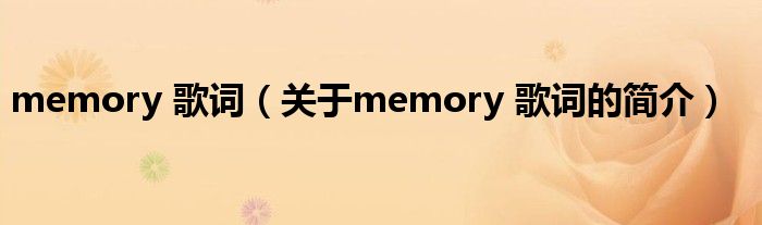 memory 歌词（关于memory 歌词的简介）