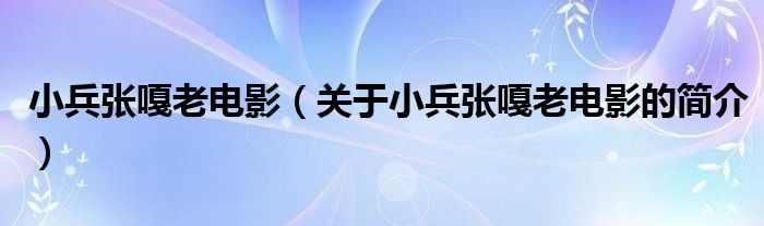 小兵张嘎老电影（关于小兵张嘎老电影的简介）