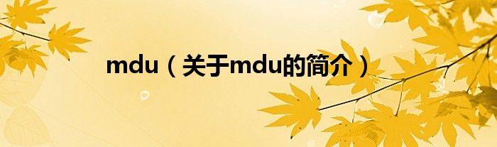 mdu（关于mdu的简介）