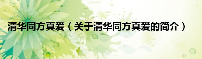 清华同方真爱（关于清华同方真爱的简介）
