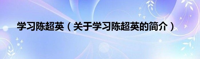 学习陈超英（关于学习陈超英的简介）