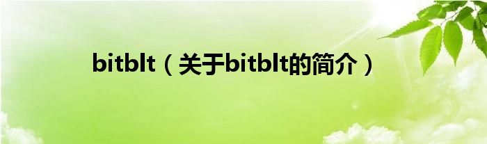 bitblt（关于bitblt的简介）