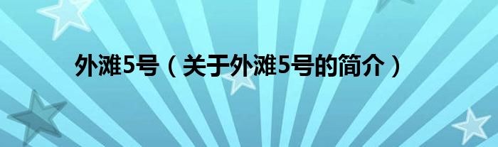 外滩5号（关于外滩5号的简介）