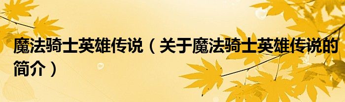 魔法骑士英雄传说（关于魔法骑士英雄传说的简介）