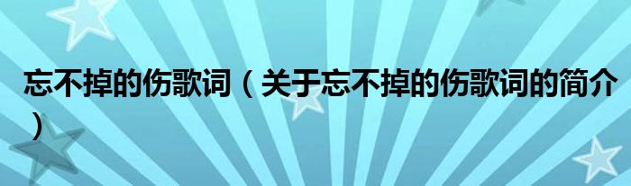 忘不掉的伤歌词（关于忘不掉的伤歌词的简介）