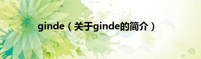 ginde（关于ginde的简介）
