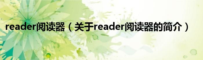 reader阅读器（关于reader阅读器的简介）