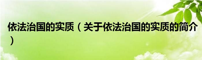 依法治国的实质（关于依法治国的实质的简介）