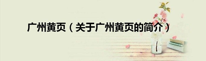 广州黄页（关于广州黄页的简介）