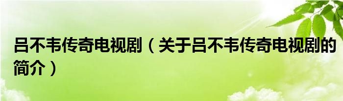 吕不韦传奇电视剧（关于吕不韦传奇电视剧的简介）