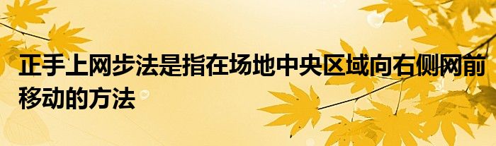 正手上网步法是指在场地中央区域向右侧网前移动的方法