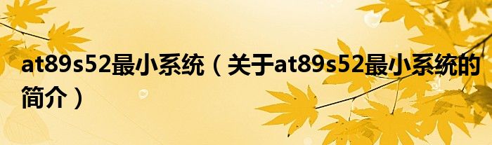 at89s52最小系统（关于at89s52最小系统的简介）