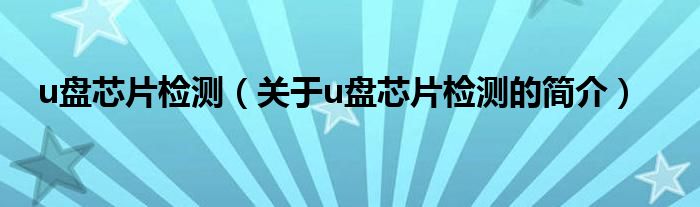 u盘芯片检测（关于u盘芯片检测的简介）