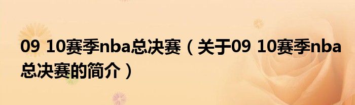 09 10赛季nba总决赛（关于09 10赛季nba总决赛的简介）
