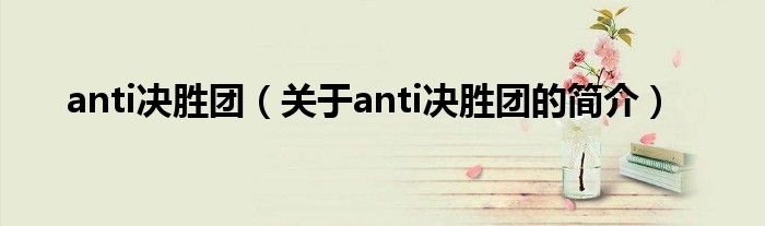 anti决胜团（关于anti决胜团的简介）