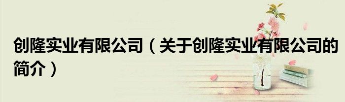 创隆实业有限公司（关于创隆实业有限公司的简介）