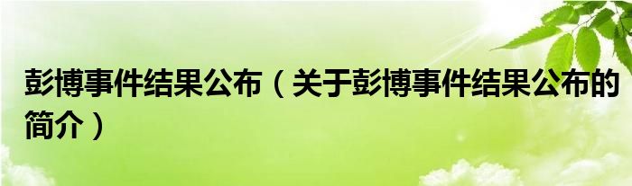 彭博事件结果公布（关于彭博事件结果公布的简介）