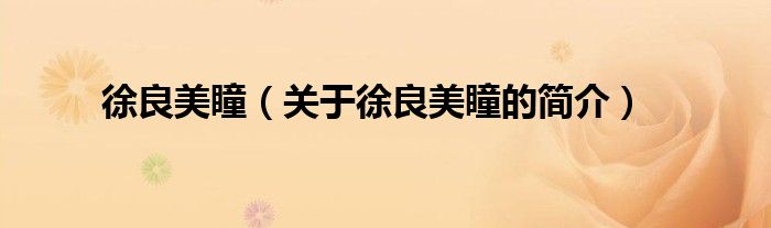 徐良美瞳（关于徐良美瞳的简介）