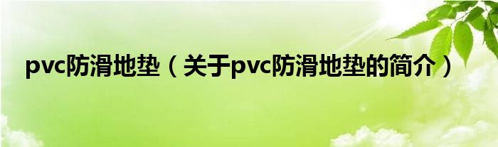 pvc防滑地垫（关于pvc防滑地垫的简介）