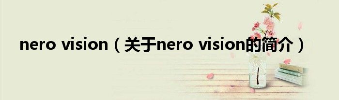 nero vision（关于nero vision的简介）