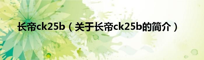 长帝ck25b（关于长帝ck25b的简介）