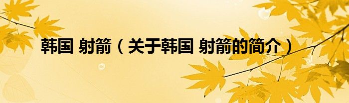 韩国 射箭（关于韩国 射箭的简介）