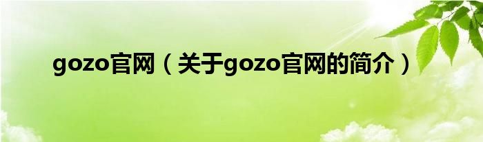 gozo官网（关于gozo官网的简介）