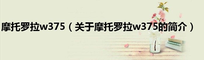 摩托罗拉w375（关于摩托罗拉w375的简介）