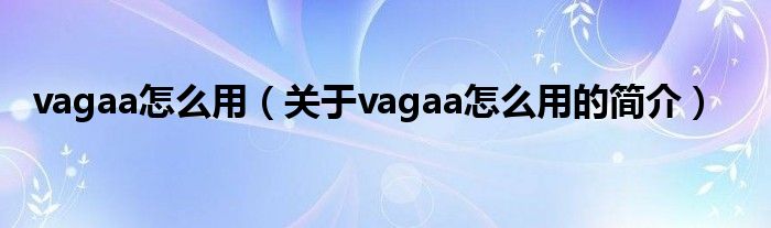 vagaa怎么用（关于vagaa怎么用的简介）